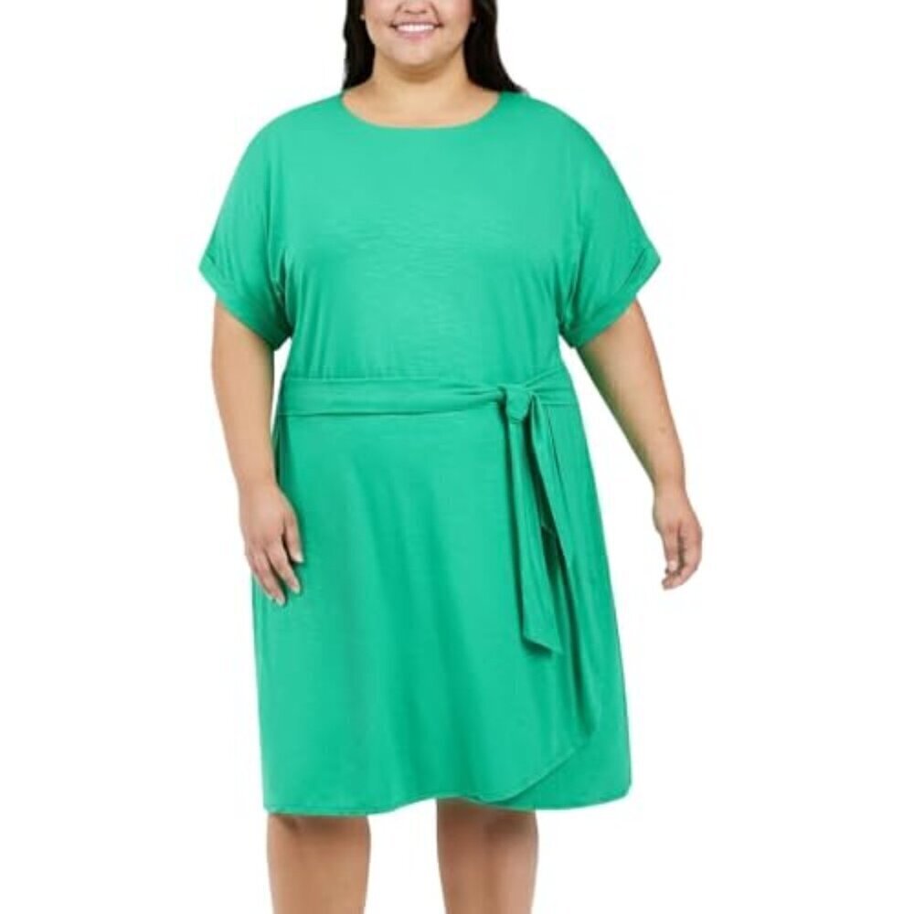 NWT - Chaps Green Women's Short Sleeves Crewneck Knit Dress Size – XXL